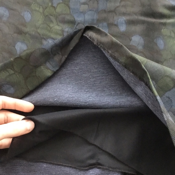 Jijil Italian Brand Jacquard Peacock / Scales Green and Blue Fitted Dress XS fit - Picture 7 of 12